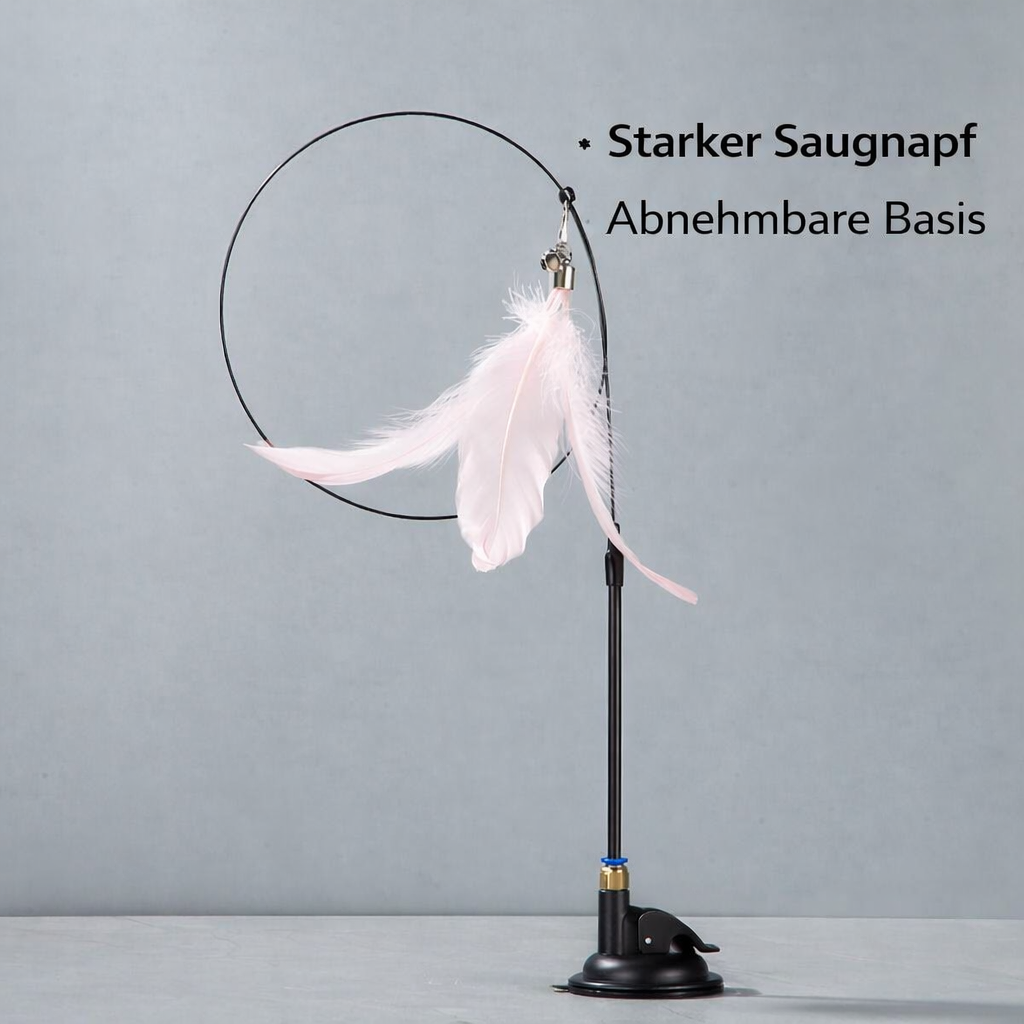 🐾 CatHunter – Interaktiver Katzen-Teaser mit starkem Saugnapf & austauschbarem Federkopf